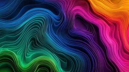 Obraz premium Colorful Abstract Wave Pattern with Flowing Lines and Depth Effects
