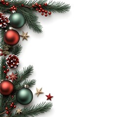 Festive Arrangement of Christmas Ornaments, Pine Branches, and Pine Cones for Holiday Celebrations and Seasonal Decor Inspiration