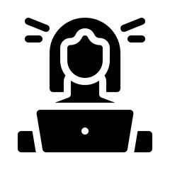 Person Sitting with Laptop glyph icon
