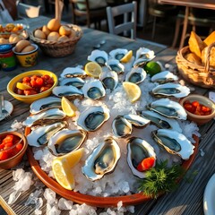 Delicious Mediterranean food using fresh oysters
