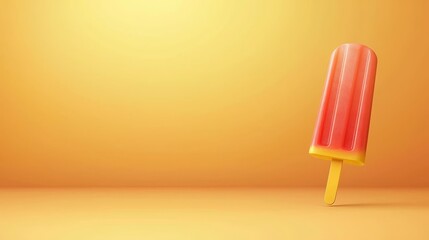 Cool yellow popsicle delight,frozen treat on vibrant sunny background refreshing