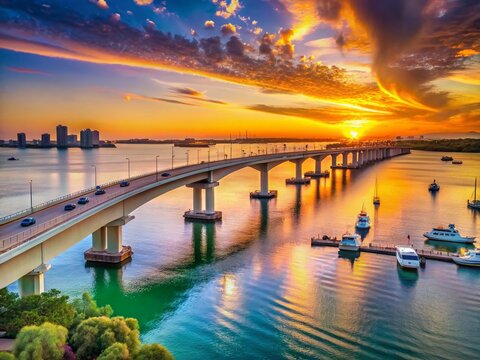 Sarasota Bay Bridge: Candid Sunset View Connecting City to Keys