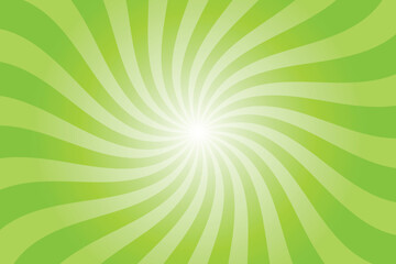Obraz premium Green background with white sun ray. Pattern of starburst. Abstract bright green texture with light of sunburst. Radial beam of sunlight. Retro background with flash. Design of sunbeams.