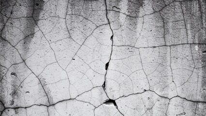 Obraz premium A black and white image of a cracked concrete wall with a rough texture