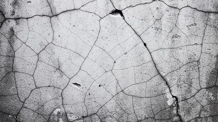 Obraz premium A black and white image of a cracked concrete wall with a rough texture