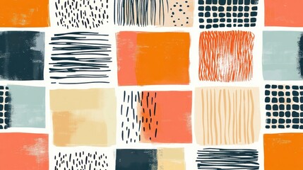 Modern Abstract Geometric Pattern with Bold Brushstrokes and Earthy Tones