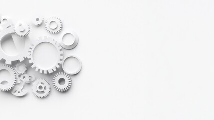 White Gears and Circles on Clean Surface Creating Modern Design