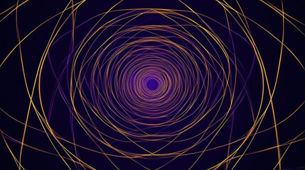 Abstract Geometric Tunnel of Glowing Lines on Dark Background