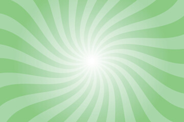 Green background with white sun ray. Pattern of starburst. Abstract dragon green texture with light of sunburst. Radial beam of sunlight. Retro background with flash. Design of sunbeams.