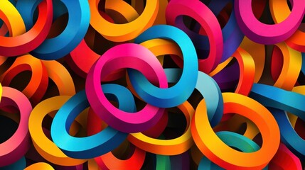 Vibrant 3D Rings: An Abstract Colorful Interlocking Circular Pattern Design
