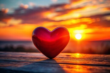 Fototapeta premium Silhouette of a Red Heart - Romantic Love Symbol