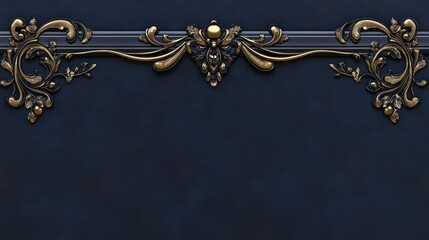 Ornate decorative border with intricate gold detailing on a deep blue background