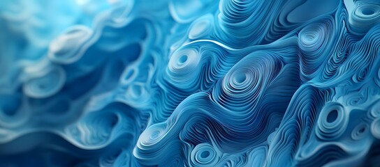 Obraz premium Abstract Blue Swirls, Digital Landscape, Background Texture