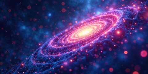 Abstract Cosmic Swirl  Celestial Nebula with Vibrant Pink and Blue Hues and Glowing Particles