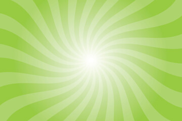Obraz premium Green background with white sun ray. Pattern of starburst. Abstract kiwi texture with light of sunburst. Radial beam of sunlight. Retro background with flash. Design of sunbeams.