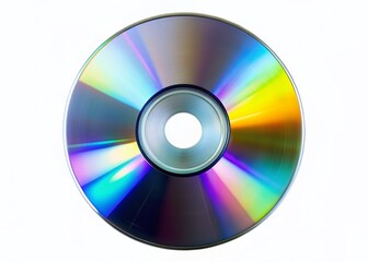 Silver DVD Disc Silhouette, Isolated White Background - Stock Photo