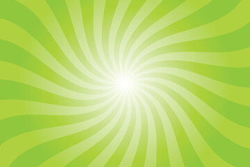 Obraz premium Green background with white sun ray. Pattern of starburst. Abstract lawn texture with light of sunburst. Radial beam of sunlight. Retro background with flash. Design of sunbeams.