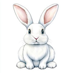 Adorable White Rabbit Illustration With Blue Eyes