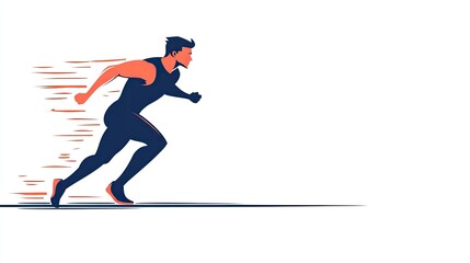 Fototapeta premium Dynamic illustration of a sprinting athlete in motion against a minimalist background