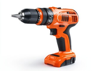 Orange cordless drill isolated on white background. (1)