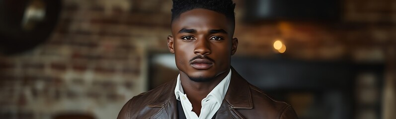 Fototapeta premium Man in Leather Jacket, Urban Setting