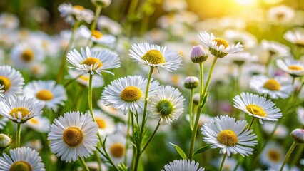 Springtime Delicate White Daisy Fleabane Flowers in High Definition
