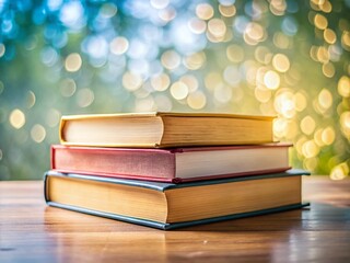 Fototapeta premium Stack of Three Books on White Background - Clean Minimalist Book Photography