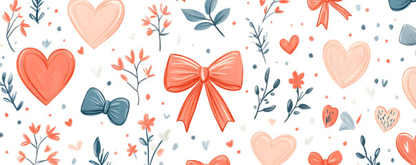 Charming pattern of hearts and bows for celebrations and special occasions.