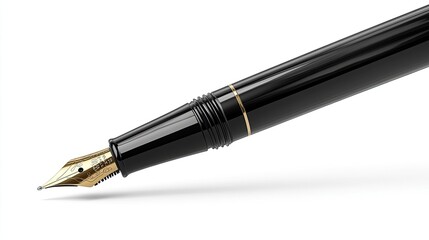 Naklejka premium Close-up of an elegant fountain pen poised for writing on a clean surface, emphasizing craftsmanship