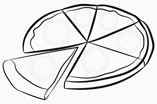 A black color line art  chease beef pizza.eps