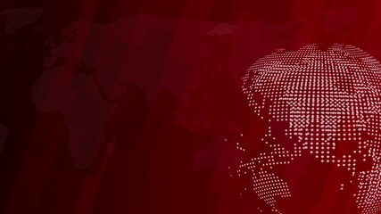 Digital Earth globe rotating animation, News background seamless loop, breaking news studio background, News background with world map earth globe animation concept