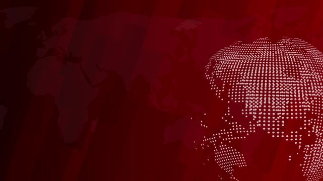 Digital Earth globe rotating animation, News background seamless loop, breaking news studio background, News background with world map earth globe animation concept
