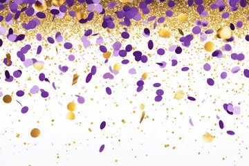 Colorful confetti falling against a white background