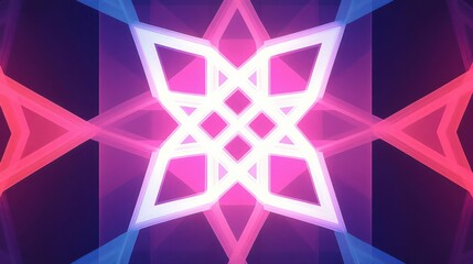 Abstract geometric patterns with vibrant neon colors creating a symmetrical design