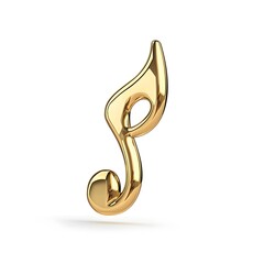 Obraz premium Shiny Gold Musical Note Isolated on White Background, Symbol of Music and Art, Perfect for Creative Projects and Designs
