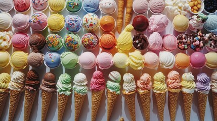 Ice Cream Bar with Assorted Flavors Display