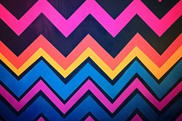Vibrant Geometric Chevron Pattern in Bright Neon Colors for Abstract Digital Backdrop or Wallpaper Design