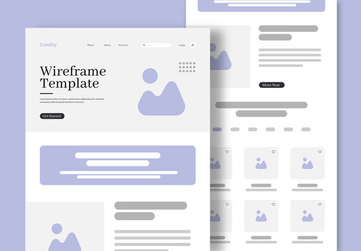 Modern Landing Page Wireframe Design Template