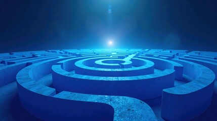 Fototapeta premium Intricate Blue Maze A Conceptual Representation of Complex Challenges and the Pursuit of Solutions