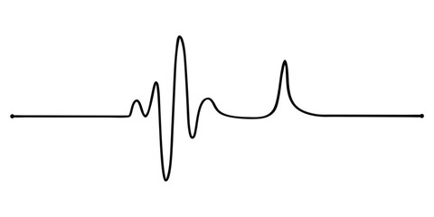 Continuous line representing a heartbeat outline vector art illustration
