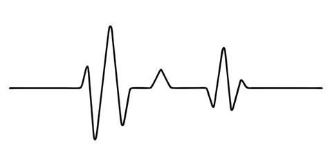 Continuous line representing a heartbeat outline vector art illustration