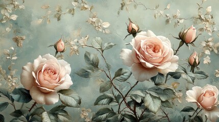 Elegant pastel roses in a serene floral arrangement against a soft textured background