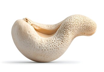 Fototapeta premium Unique Close-up of a Natural Gourd-Shaped Object with Textured Surface and Organic Curves Set Against a White Background