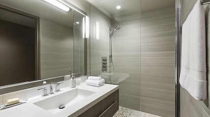 Sleek Modern Silver Showerhead on Bathroom: Chrome Shower Head for Luxury Design