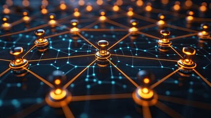 Abstract representation of a digital network with glowing nodes and interconnected lines