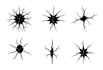 broken glass spider, cracked silhouette, cracked line, ground cracked set vector silhouette