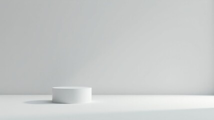 Simple White Cylinder on a Blank Background in a Minimalist Studio Setting