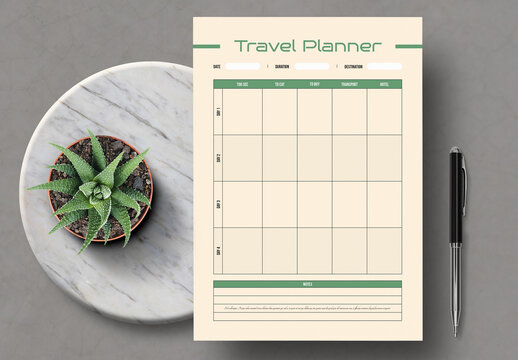 Minimalist Travel Planner Template for Organized Trips