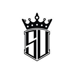 SU monogram logo design letter text name symbol monochrome logotype alphabet character simple logo