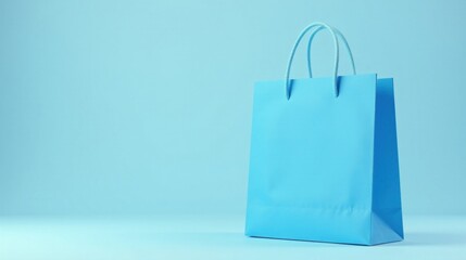 A Light Blue Shopping Bag on a Pale Blue Background, Ready for Your Products and Branding